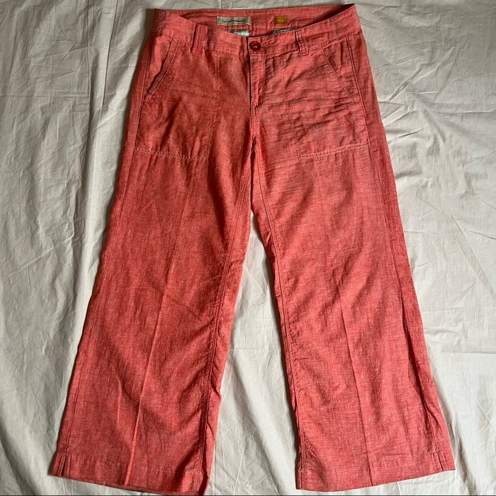 Anthropologie Pilcro & The Letter Press Wide Leg Linen Trouser Pants Size 10